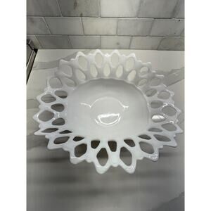 Vintage White Decorative Fruit Bowl MCM 1960's